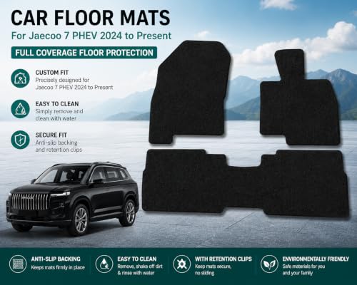 PCM - Car Floor Mats fits for Jaecoo 7 PHEV 2024 to Present, Custom Fit Carpet Car Mats, Full Coverage Floor Protection, Anti Slip Backing, Waterproof, Easy Clean ( , Carpet