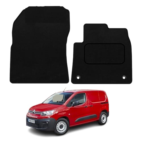 PCM - Floor Mats for Citroen Berlingo Van 2019 To Present Full Coverage Floor Protection - Anti Slip & Fit Car Mat with Clips Easy to Clean Car Carpet - , 2Pc Van Mats (Carpet