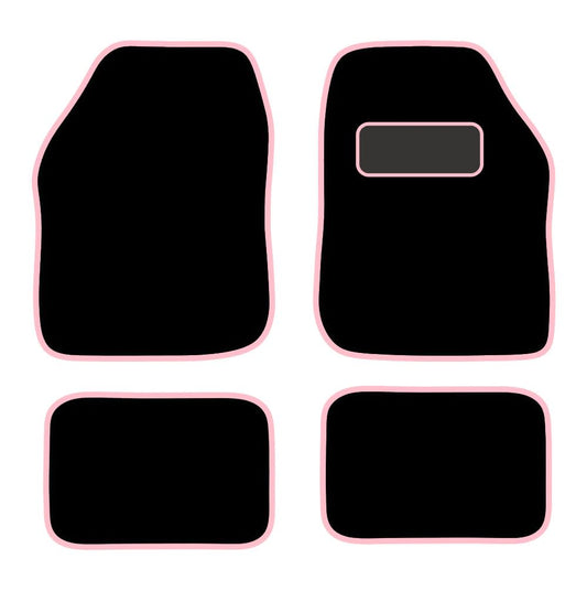 PCM - Car Floor Mats for Universal Car or Van Tailored Heavy Duty Car Floor Mats 4PC Set Non Slip Carpet (PINK EDGING)