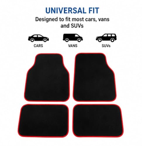 PCM - Car Floor Mats for Universal Car or Van Tailored Heavy Duty Car Floor Mats 4PC Set Non Slip Carpet