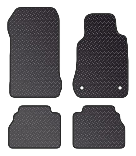 PCM - Tailored Car Floor Mats for Mercedes E CLASS (1996-2003) 2 CLIPS- Black Standard Rubber 3mm - Full Floor Protection - Anti Slip & Fit Mat with Clips Easy Clean Car Carpet