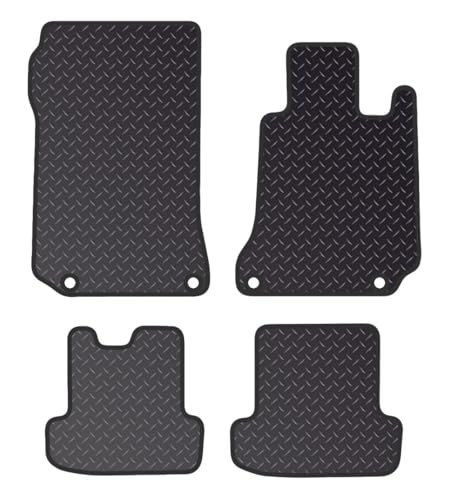 PCM - Tailored Car Floor Mats for Mercedes E Class Cabriolet (2009-2016) 4 CLIPS - Black Standard Rubber 3mm - Full Floor Protection - Anti Slip & Fit Mat with Clips Easy Clean