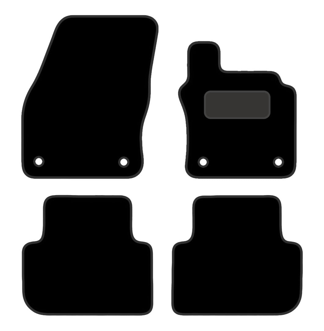 PRIME CAR MATS  - Fits VOLKSWAGEN Tiguan 2016-2020 - Black Luxury  Carpet - Tailored Fit Heavy-Duty - Fitted With Clips & Granulated Backing - 4 Pc Floor Mat