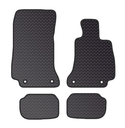 PCM - Tailored Car Floor Mats for Mercedes E Class Coupe (2016 - Present) 4 CLIPS - Black Standard Rubber 3mm - Full Floor Protection - Anti Slip & Fit Mat with Clips Easy Clean