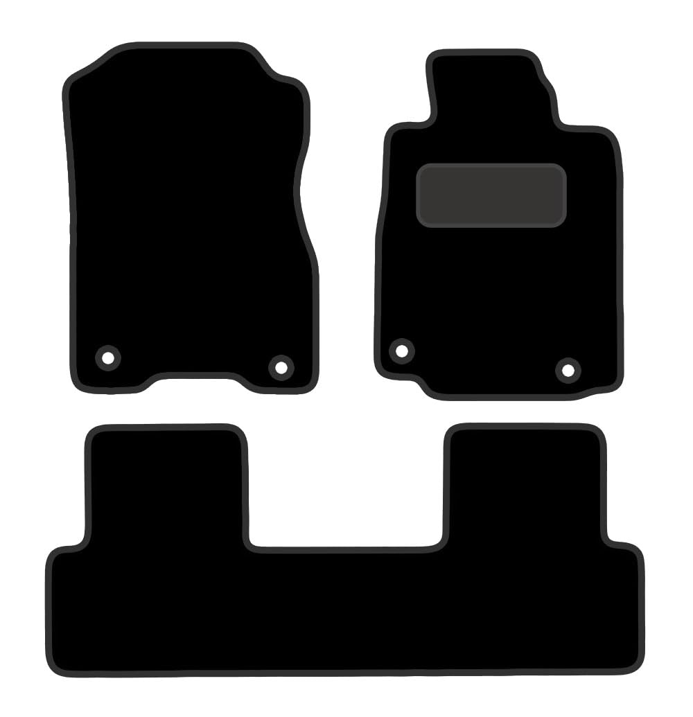 PCM - Car Floor Mats Compatible with Honda CRV Model from (2015-2018) - Black Premium Carpet - Tailored Car Mats  with Anti Slip Backing - 3 pcs Floor Mat Set with 4 Clips