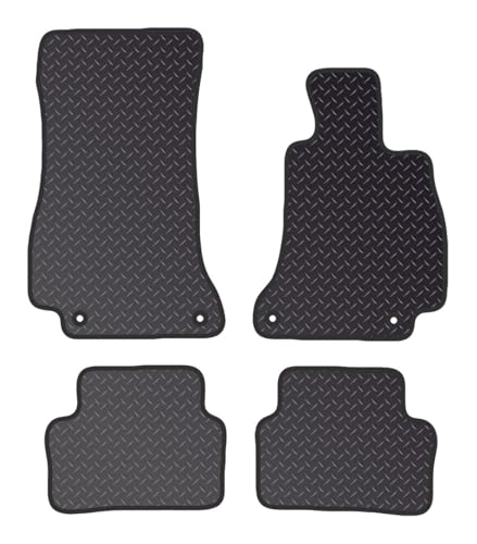 PCM - Tailored Car Floor Mats for Mercedes E Class Estate (2016 - Present) 4 CLIPS - Black Standard Rubber 3mm - Full Floor Protection - Anti Slip & Fit Mat with Clips Easy Clean