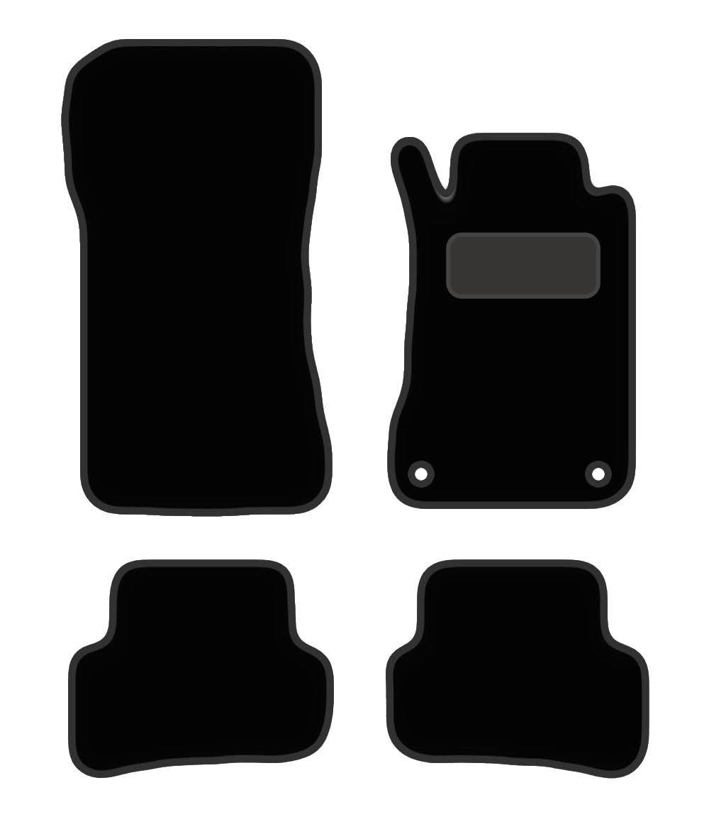 PCM - Car Floor Mats for Mercedes C Class Saloon  (2000-2007) 2 CLIPS - Black Premium Carpet - Tailored Car Mats - Car Floor Mat, with Anti Slip Backing - 4 pcs Floor Mat Set