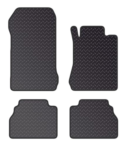 PCM - Tailored Car Floor Mats for Mercedes E CLASS (1995-2002) no CLIPS - Black Standard Rubber 3mm - Full Floor Protection - Anti Slip & Fit Mat with Clips Easy Clean Car Carpet