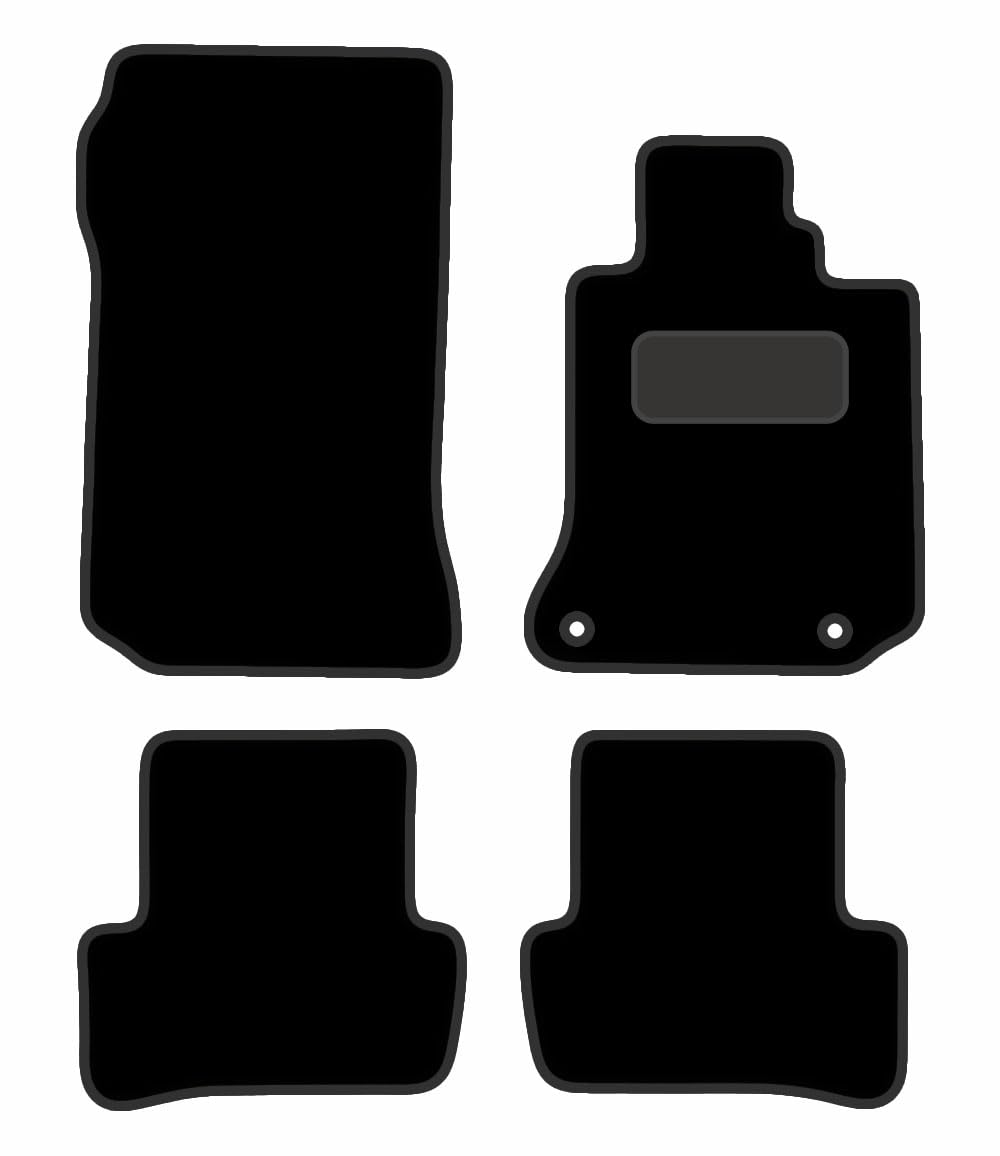 PCM - Car Floor Mats for Mercedes C Class Manual (2007-2014) 2 CLIPS - Black Premium Carpet - Tailored Car Mats - Car Floor Mat, with Anti Slip Backing - 4 pcs Floor Mat Set