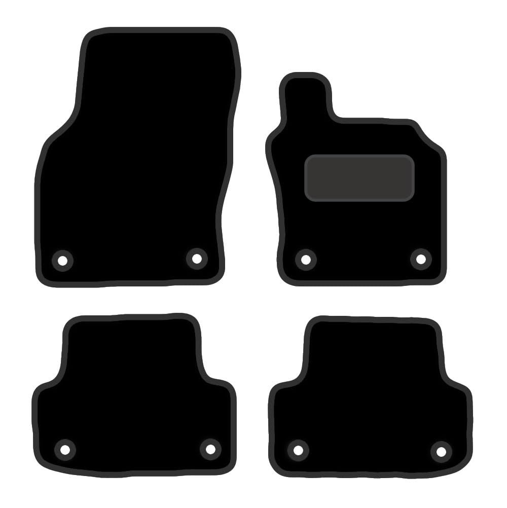 PRIME CAR MAT - Fits AUDI A3 & S3 5 Door Sept 2015-2020 - Black Luxury Carpet - Anti Slip Tailored Car Mats - Car Floor Mat, with Anti Slip Backing - 4 pcs Floor Mat Set with 8 Clips