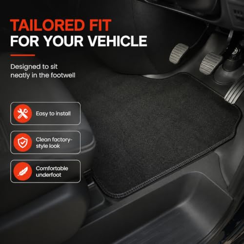 PCM - Car Floor Mats for Universal Car or Van Tailored Heavy Duty Car Floor Mats 4PC Set Non Slip Carpet