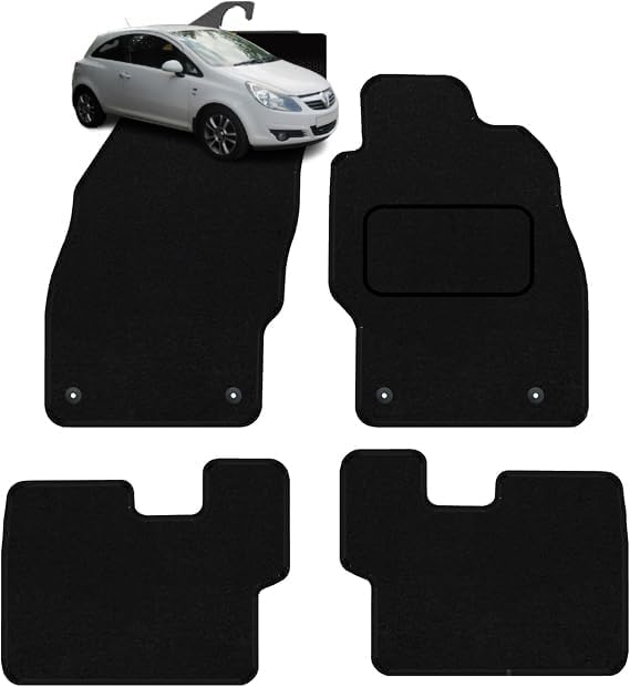 PCM - Tailored Mats - Fits VAUXHALL Corsa D 2006-2014 - Black Carpet - 4 Pc Floor Mat Only