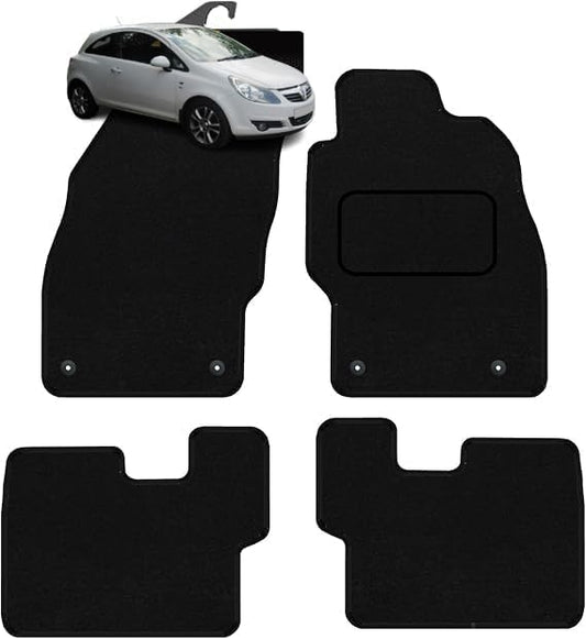 PCM - Tailored Mats - Fits VAUXHALL Corsa D 2006-2014 - Black Carpet - 4 Pc Floor Mat Only