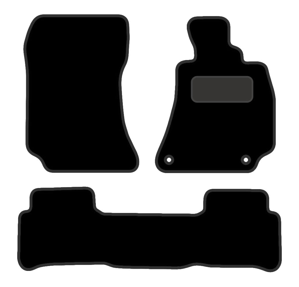 PCM - Tailored Car Floor Mats for Mercedes E CLASS TAXI (2008-2013) 2 CLIPS - Black Carpet - Full Floor Protection - Anti Slip & Fit Mat with Clips Easy Clean Car Carpet - Black Edging