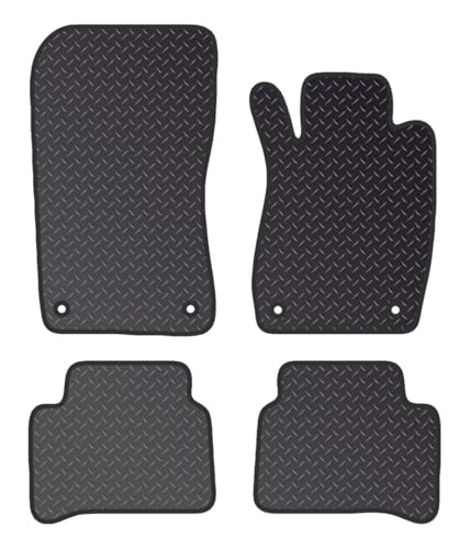PCM - Tailored Car Floor Mats for Mercedes E CLASS (2003-2009) 4 CLIPS - Black Standard Rubber 3mm - Full Floor Protection - Anti Slip & Fit Mat with Clips Easy Clean Car Carpet