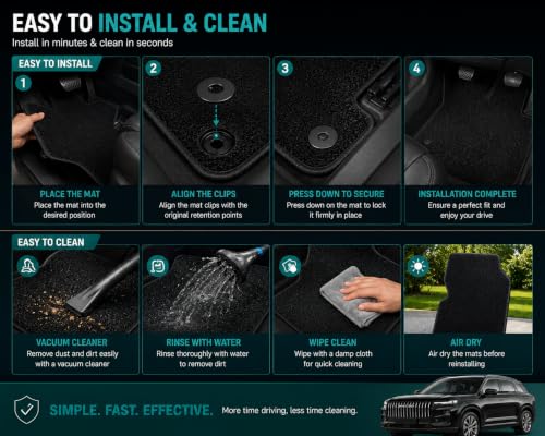 PCM - Car Floor Mats fits for Jaecoo 7 PHEV 2024 to Present, Custom Fit Carpet Car Mats, Full Coverage Floor Protection, Anti Slip Backing, Waterproof, Easy Clean ( , Carpet