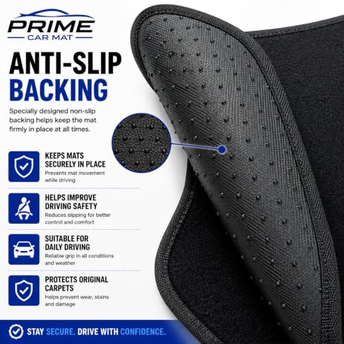 PCM - Universal 4 Piece Car Floor Mats – Blue Pad Car Mats | Black Trim to Fit | Non-Slip All-Weather Protection | Universal Fit for Cars, SUVs & Vans