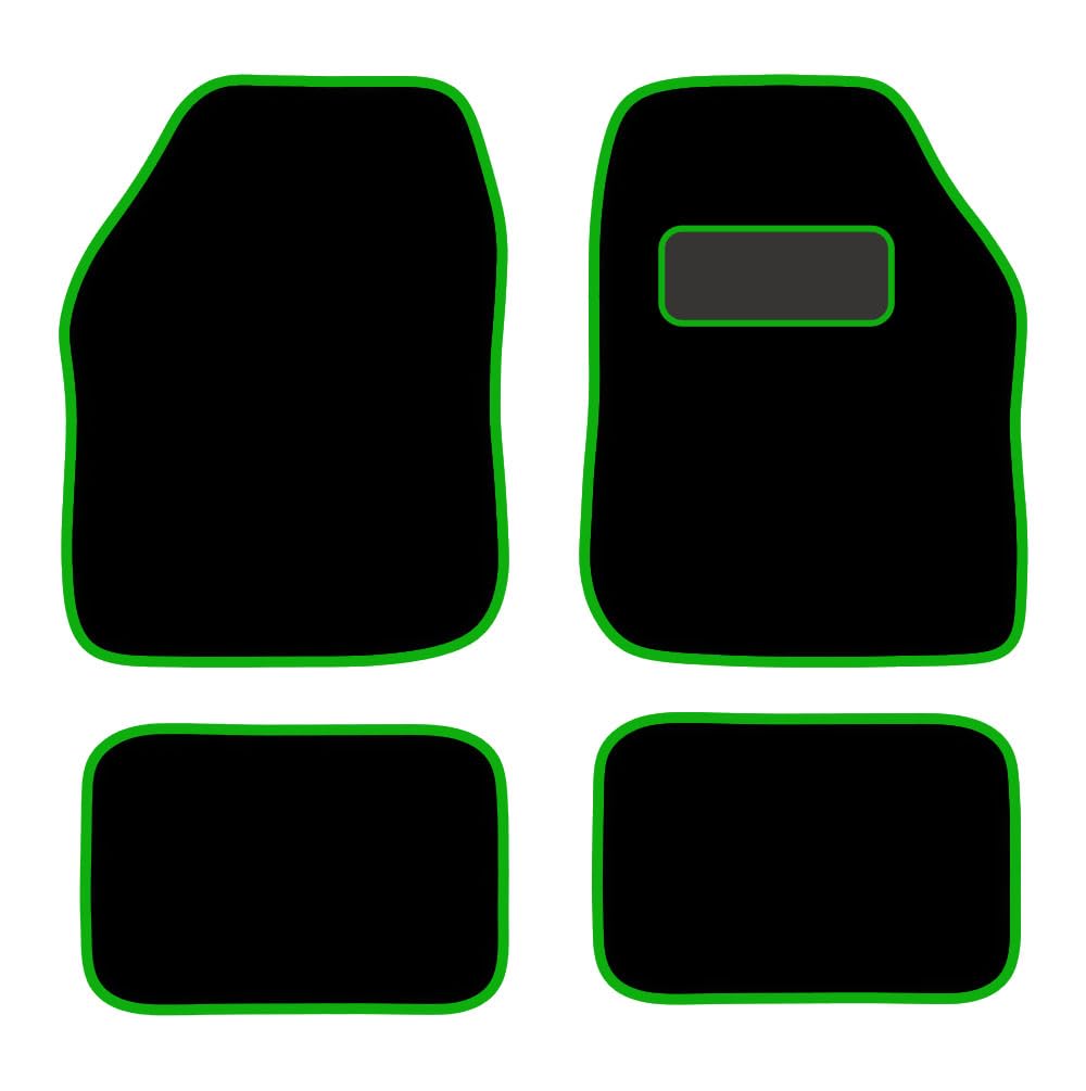 PCM - Car Floor Mats for Universal Car or Van Tailored Heavy Duty Car Floor Mats 4PC Set Non Slip Carpet (GREEN EDGING)