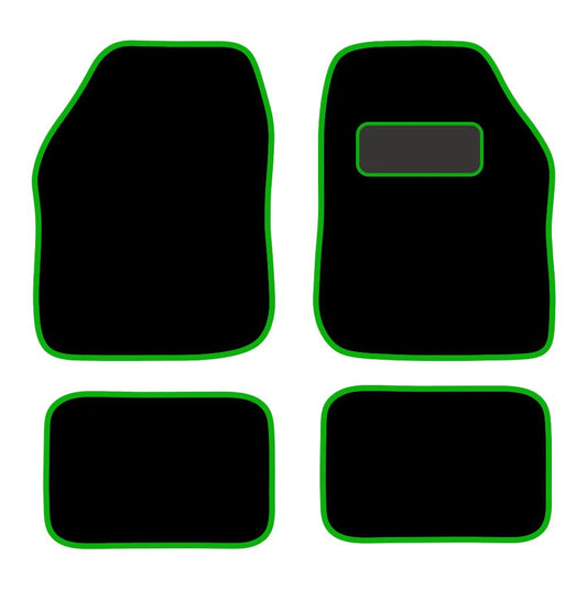 PCM - Car Floor Mats for Universal Car or Van Tailored Heavy Duty Car Floor Mats 4PC Set Non Slip Carpet (GREEN EDGING)