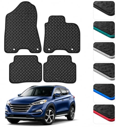 PCM - Tailored Fit Car Floor Mats for Hyundai TUCSON MODEL (2015-2020) - Anti Slip, Fitted With Clips & Granulated Backing - 4 Pc Floor Mat