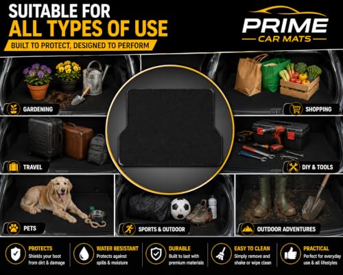Universal Heavy Duty Boot Mat for Cars, SUVs & Vans | Trim to Fit Waterproof Cargo Liner | Anti-Slip Boot Floor Protector | Easy Clean All Weather Trunk Mat for Mud, Pets