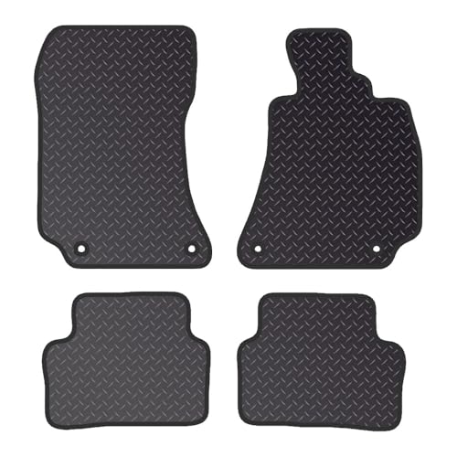 PCM - Tailored Car Floor Mats for Mercedes E Class Saloon (2009-2016) 4 CLIPS - Black Standard Rubber 3mm - Full Floor Protection - Anti Slip & Fit Mat with Clips Easy Clean