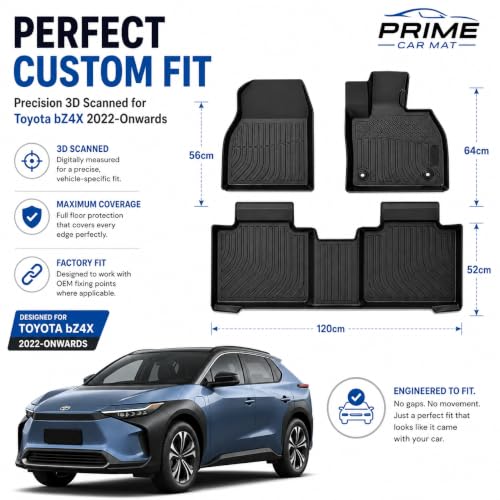TPE Car Mats for Toyota bZ4X 2022-Onwards | Black by PRIME CAR MAT