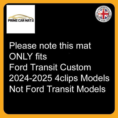 PCM - Rubber Floor Mats Fits for Ford Transit Custom (2024+) [Auto] 4 Clips - 1 Floor Mat Only