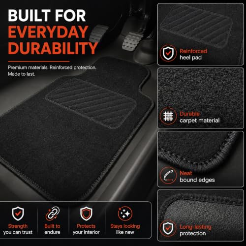 PCM - Car Floor Mats for Universal Car or Van Tailored Heavy Duty Car Floor Mats 4PC Set Non Slip Carpet
