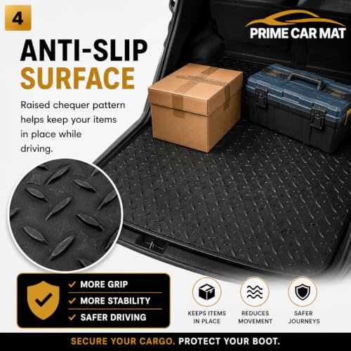Universal Heavy Duty Boot Mat for Cars, SUVs & Vans | Trim to Fit Waterproof Cargo Liner | Anti-Slip Boot Floor Protector | Easy Clean All Weather Trunk Mat for Mud, Pets