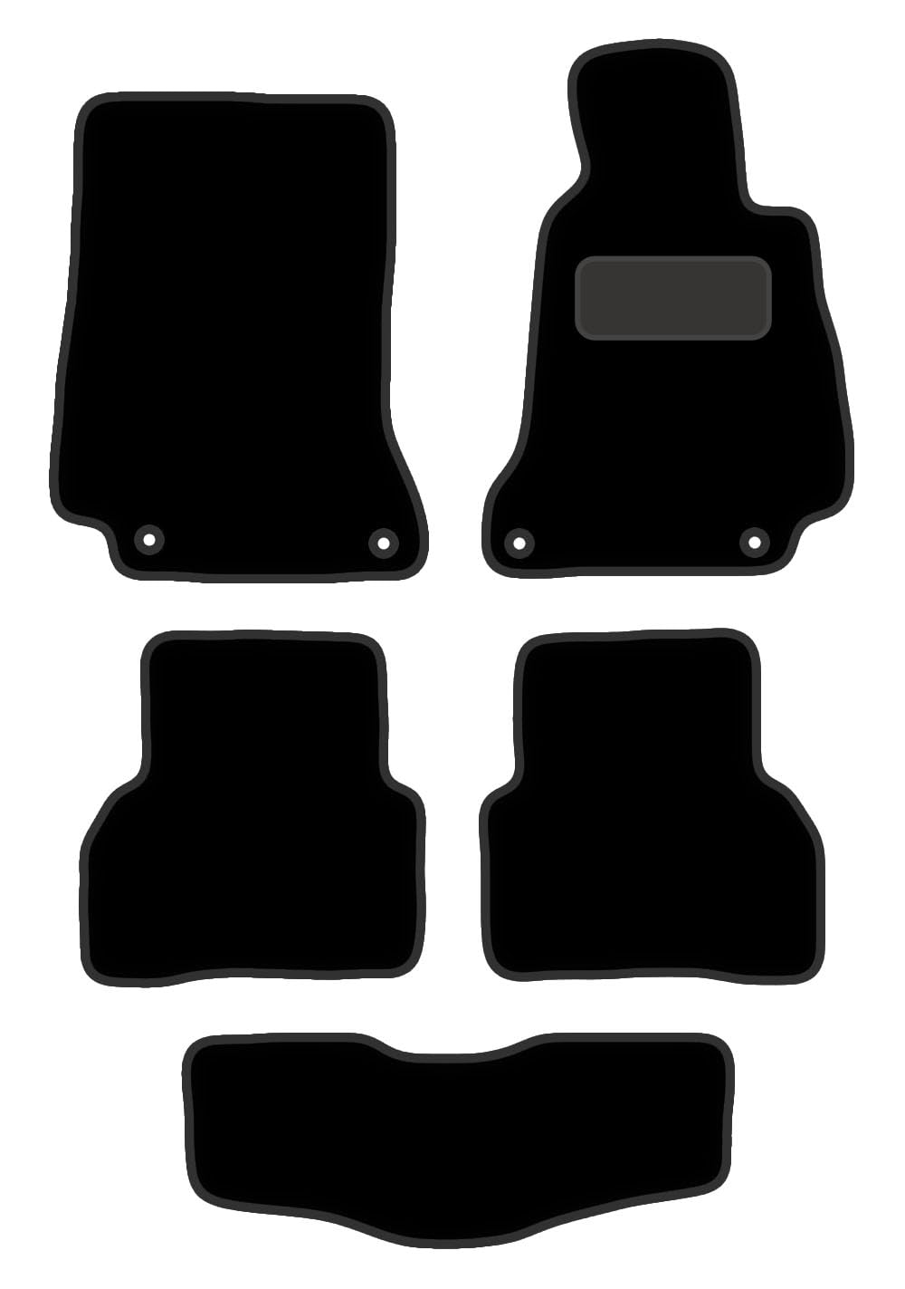 PCM - Car Floor Mats for Mercedes C CLASS C300H TAXI (2015 ON) 4 CLIPS - Black Premium Carpet - Tailored Car Mats - Car Floor Mat, with Anti Slip Backing - 5 pcs Floor Mat Set