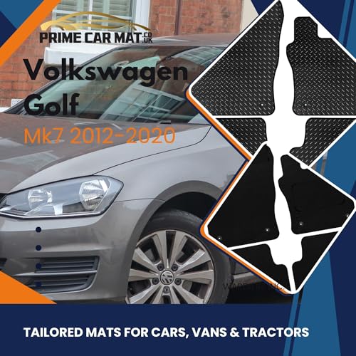 Tailored Mats - Fits VOLKSWAGEN Vw Golf MK7 2012-2020 - Anti Slip Mat - Non Slip Car Floor Mat, Fitted With Clips & Granulated Backing - 4 Pc Floor Mat