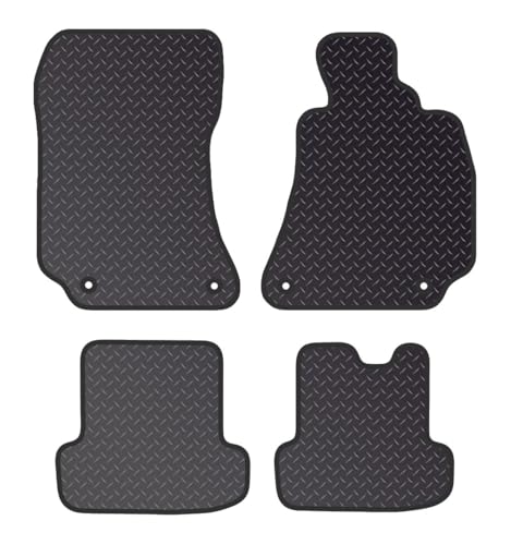 PCM - Tailored Car Floor Mats for Mercedes E Class Coupe Manual (2009-2016) 4 CLIPS - Black Heavy Duty Rubber 5mm - Full Floor Protection - Anti Slip & Fit Mat with Clips Easy Clean