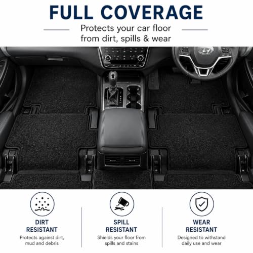 PCM- Car Floor Mats fits for Hyundai Tucson from 2021 ON - Tailored Car Mats - Car Floor Mat, with Anti Slip Backing - 4 pcs Floor Mat Set with 2 Clips