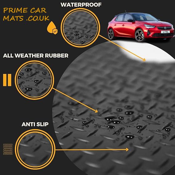 Tailored Mats - Fits VAUXHALL Corsa F 2020 Onwards - Anti Slip Mat - Non Slip Car Floor Mat, Fitted With Clips & Granulated Backing - 4 Pc Floor Mat