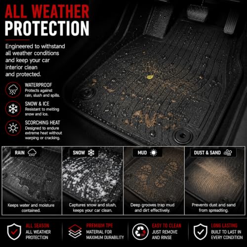 TPE Car Mats for Toyota Corolla Estate 2019-Onwards, Custom Fit Floor Mats, Waterproof All Weather Floor, Anti-Slip, Easy Clean, Full Set