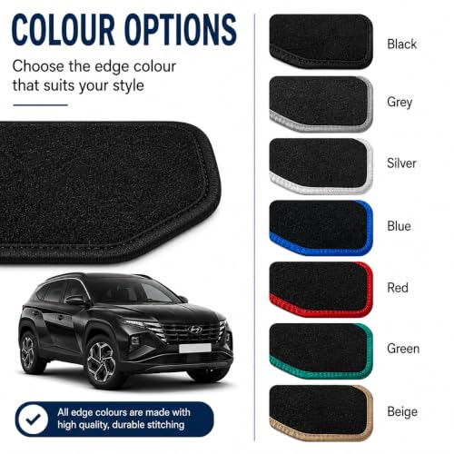 PCM- Car Floor Mats fits for Hyundai Tucson from 2021 ON - Tailored Car Mats - Car Floor Mat, with Anti Slip Backing - 4 pcs Floor Mat Set with 2 Clips