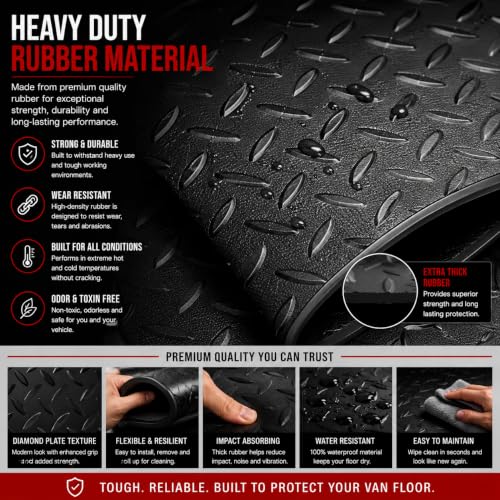 PCM - Floor Mats for Citroen Berlingo Van 2019 To Present Full Coverage Floor Protection - Anti Slip & Fit Car Mat with Clips Easy to Clean Car Carpet - , 2Pc Van Mats (Rubber