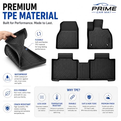 TPE Car Mats for Toyota bZ4X 2022-Onwards | Black by PRIME CAR MAT