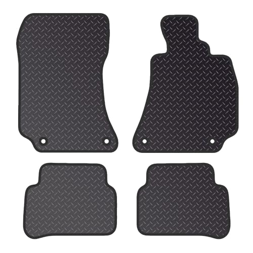 PCM - Tailored Car Floor Mats for Mercedes E Class Estate (2009-2016) 4 CLIPS - Black Standard Rubber 3mm - Full Floor Protection - Anti Slip & Fit Mat with Clips Easy Clean Car