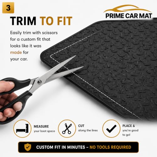 Universal Heavy Duty Boot Mat for Cars, SUVs & Vans | Trim to Fit Waterproof Cargo Liner | Anti-Slip Boot Floor Protector | Easy Clean All Weather Trunk Mat for Mud, Pets