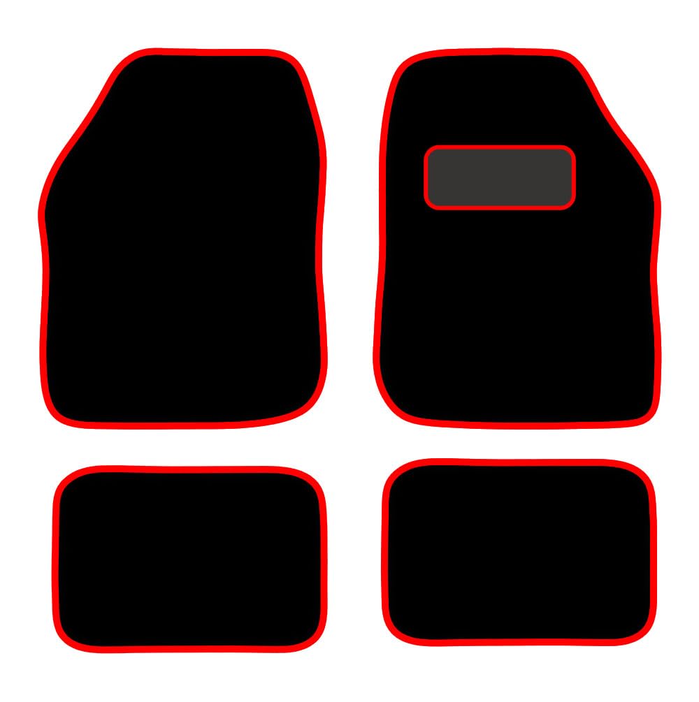 PCM - Car Floor Mats for Universal Car or Van Tailored Heavy Duty Car Floor Mats 4PC Set Non Slip Carpet (RED EDGING)