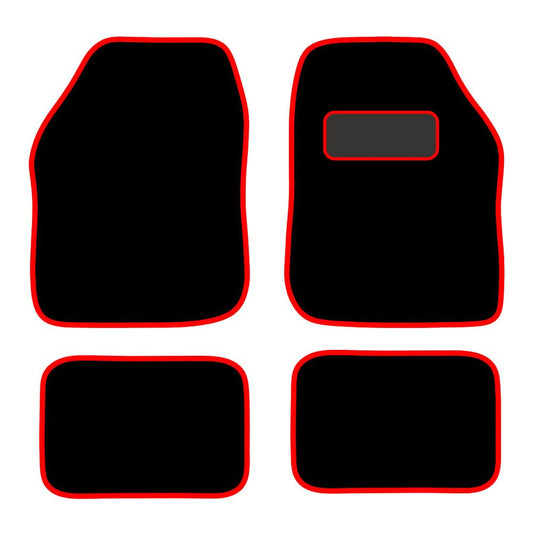PCM - Car Floor Mats for Universal Car or Van Tailored Heavy Duty Car Floor Mats 4PC Set Non Slip Carpet (RED EDGING)