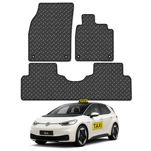 PCM - Tailored Fit Car Floor Mats for Volkswagen ID.3 Taxi Floor Mats 3 Piece Set 2021+ Rubber, Custom Fit, Waterproof, Anti-Slip Car Mats