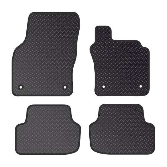 Tailored Mats - Fits VOLKSWAGEN Vw Golf MK7 2012-2020 - Black Standard Rubber 3MM - Anti Slip Mat - Non Slip Car Floor Mat, Fitted With Clips & Granulated Backing - 4 Pc Floor Mat