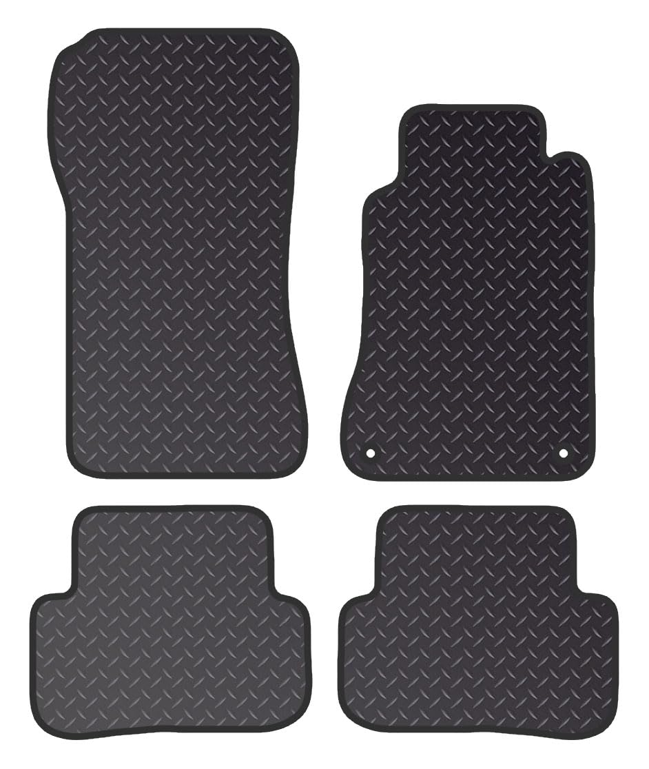 PCM - Car Floor Mats for Mercedes C CLASS COUPE (2000-2007) 2 CLIPS - Black Standard Rubber 3mm - Tailored Car Mats - Car Floor Mat, with Anti Slip Backing - 4 pcs Floor Mat Set