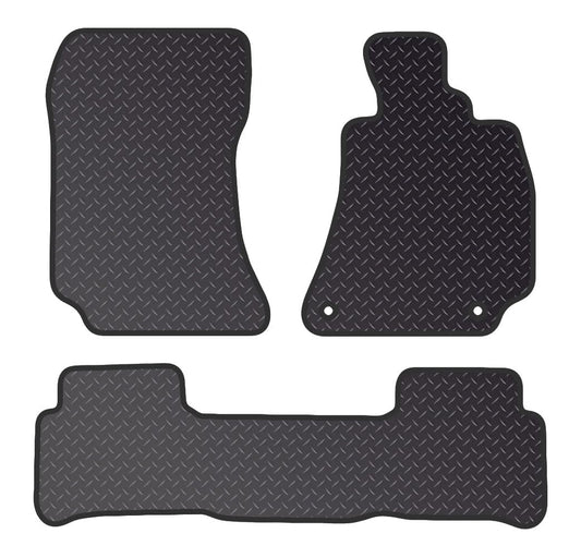 PCM - Tailored Car Floor Mats for Mercedes E CLASS TAXI (2008-2013) 2 CLIPS - Black Heavy Duty Rubber 5mm - Full Floor Protection - Anti Slip & Fit Mat with Clips Easy Clean Car Carpet - Black Edging