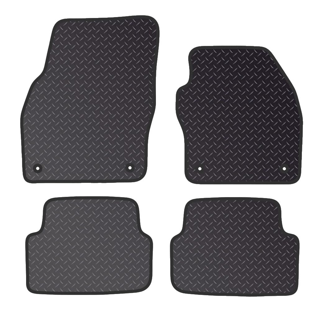 Car Mats - Compatible with VW Polo 2018-Onwards - Black Heavy Duty Rubber 5MM Tailored Car Mats Waterproof, Non Slip Car Floor Mat - 4 Floor Mat Set With 4 Clips