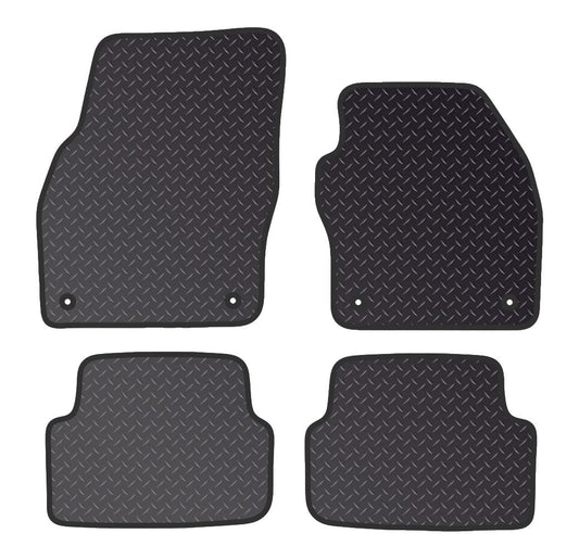 Car Mats - Compatible with VW Polo 2018-Onwards - Black Heavy Duty Rubber 5MM Tailored Car Mats Waterproof, Non Slip Car Floor Mat - 4 Floor Mat Set With 4 Clips