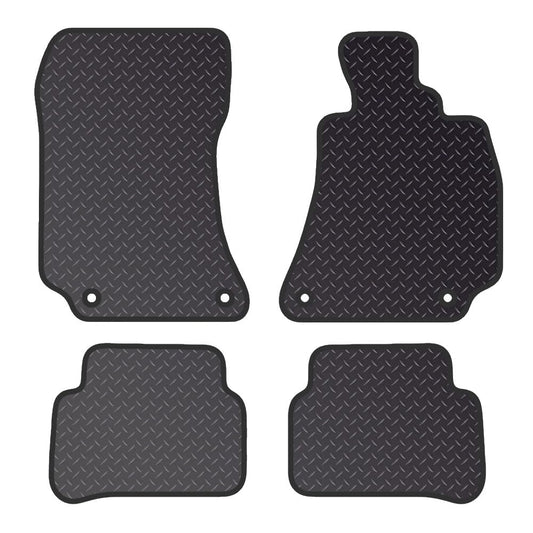 PCM - Tailored Car Floor Mats for Mercedes  E Class Estate (2009-2016) 4 CLIPS - Black Standard Rubber 3mm - Full Floor Protection - Anti Slip & Fit Mat with Clips Easy Clean Car - Black Edging